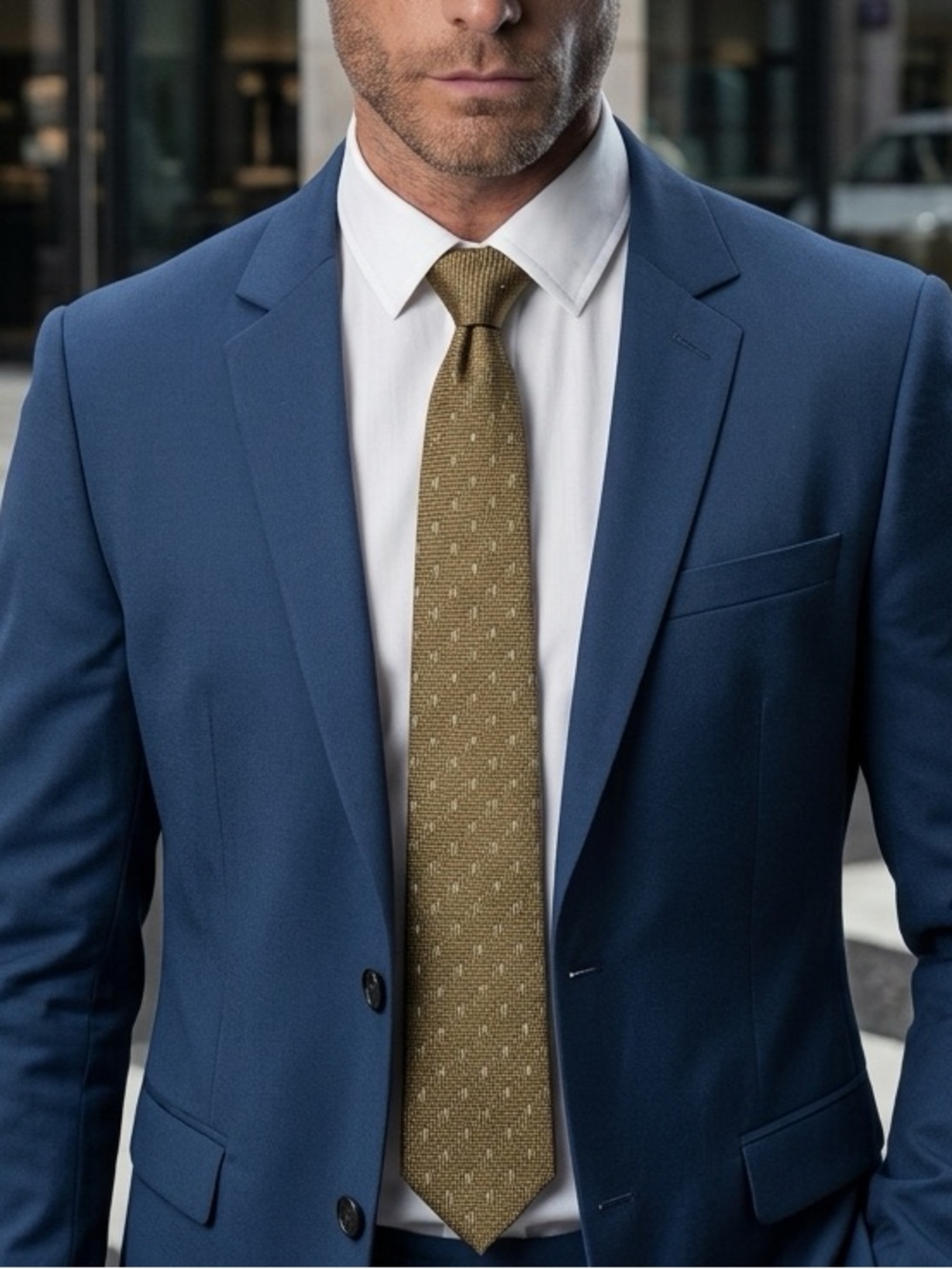 Balenciaga Geometric Olive Patterned Silk Tie